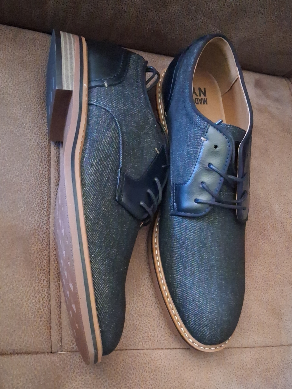 Madden NYC Men's Leo Denim Oxford Shoes in Black Size 12
